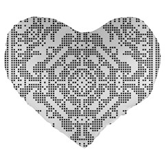 Mosaic Pattern Cyberscooty Museum Pattern Large 19  Premium Flano Heart Shape Cushions