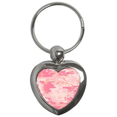 Pink Camo Print Key Chains (heart)  by Nexatart