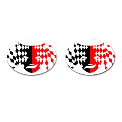 Face Mask Red Black Plaid Triangle Wave Chevron Cufflinks (oval)