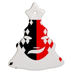 Face Mask Red Black Plaid Triangle Wave Chevron Christmas Tree Ornament (two Sides)