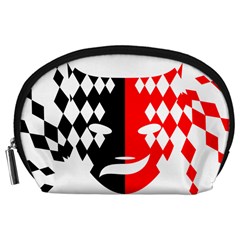 Face Mask Red Black Plaid Triangle Wave Chevron Accessory Pouches (large)  by Mariart