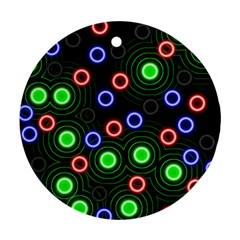Neons Couleurs Circle Light Green Red Line Round Ornament (two Sides)