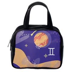 Planet Galaxy Space Star Polka Meteor Moon Blue Sky Circle Classic Handbags (one Side)
