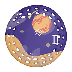 Planet Galaxy Space Star Polka Meteor Moon Blue Sky Circle Round Filigree Ornament (two Sides) by Mariart