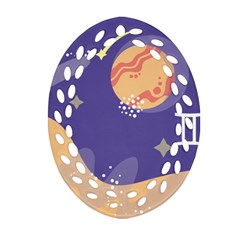 Planet Galaxy Space Star Polka Meteor Moon Blue Sky Circle Ornament (oval Filigree) by Mariart
