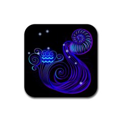 Sign Aquarius Zodiac Rubber Square Coaster (4 Pack)  by Mariart