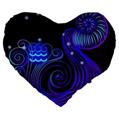 Sign Aquarius Zodiac Large 19  Premium Heart Shape Cushions