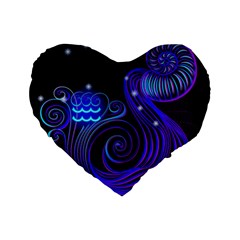 Sign Aquarius Zodiac Standard 16  Premium Flano Heart Shape Cushions by Mariart