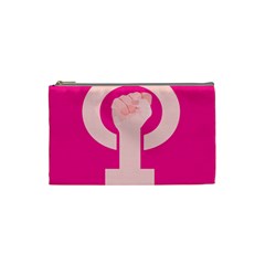 Women Safety Feminist Nail Strong Pink Circle Polka Cosmetic Bag (small) 