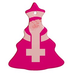 Women Safety Feminist Nail Strong Pink Circle Polka Ornament (christmas Tree) 