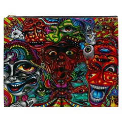Abstract Psychedelic Face Nightmare Eyes Font Horror Fantasy Artwork Cosmetic Bag (xxxl)  by Nexatart