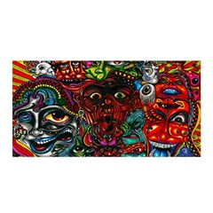 Abstract Psychedelic Face Nightmare Eyes Font Horror Fantasy Artwork Satin Wrap by Nexatart