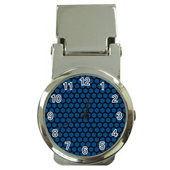 Blue Dark Navy Cobalt Royal Tardis Honeycomb Hexagon Money Clip Watches