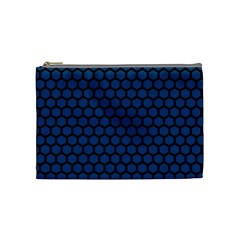 Blue Dark Navy Cobalt Royal Tardis Honeycomb Hexagon Cosmetic Bag (medium) 