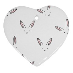 Bunny Line Rabbit Face Animals White Pink Heart Ornament (two Sides)