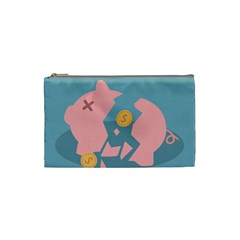 Coins Pink Coins Piggy Bank Dollars Money Tubes Cosmetic Bag (small) 