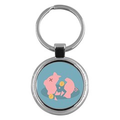 Coins Pink Coins Piggy Bank Dollars Money Tubes Key Chains (round) 