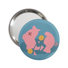 Coins Pink Coins Piggy Bank Dollars Money Tubes 2 25  Handbag Mirrors by Mariart