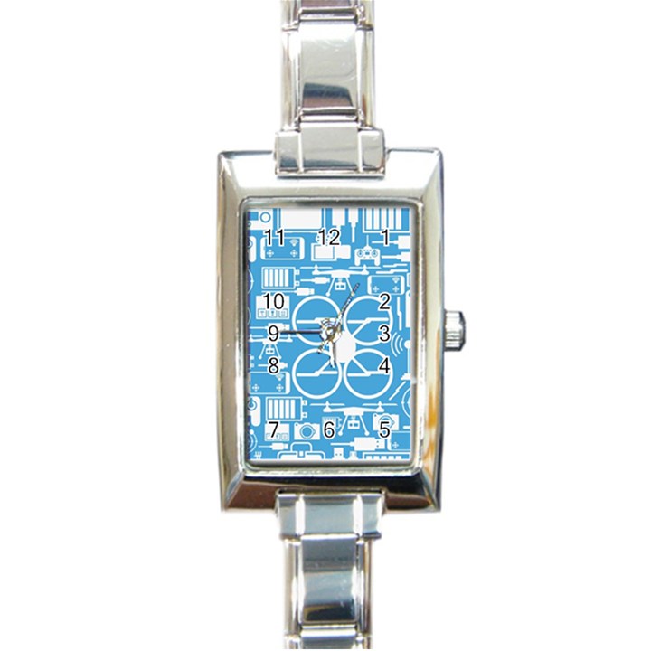 Drones Registration Equipment Game Circle Blue White Focus Rectangle Italian Charm Watch