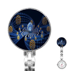 Fractal Balls Flying Ultra Space Circle Round Line Light Blue Sky Gold Stainless Steel Nurses Watch by Mariart