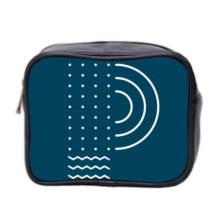 Parachute Water Blue Waves Circle White Mini Toiletries Bag 2-Side