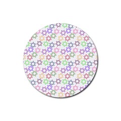 Star Space Color Rainbow Pink Purple Green Yellow Light Neons Rubber Coaster (round) 