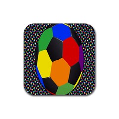 Team Soccer Coming Out Tease Ball Color Rainbow Sport Rubber Coaster (square) 