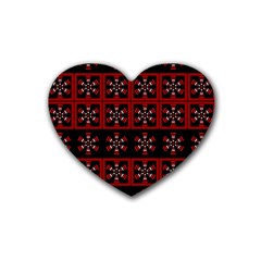 Dark Tiled Pattern Rubber Coaster (heart)  by linceazul