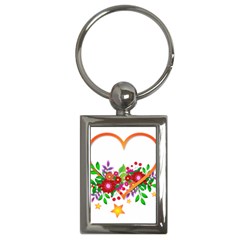 Heart Flowers Sign Key Chains (rectangle)  by Nexatart
