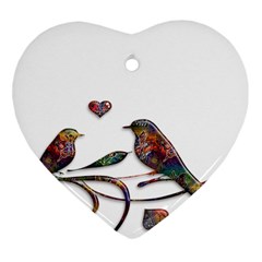 Birds Abstract Exotic Colorful Heart Ornament (two Sides) by Nexatart