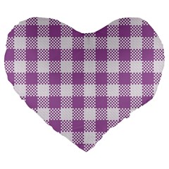 Plaid Pattern Large 19  Premium Flano Heart Shape Cushions by ValentinaDesign