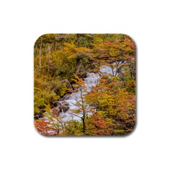 Colored Forest Landscape Scene, Patagonia   Argentina Rubber Square Coaster (4 Pack)  by dflcprints