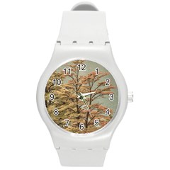Landscape Scene Colored Trees At Glacier Lake  Patagonia Argentina Round Plastic Sport Watch (m) by dflcprints