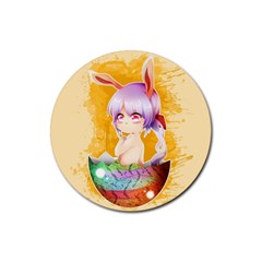 Easter Bunny Furry Rubber Coaster (round)  by Catifornia