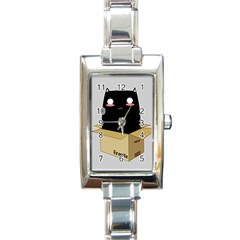 Black Cat In A Box Rectangle Italian Charm Watch by Catifornia