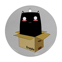 Black Cat In A Box Ornament (round) by Catifornia