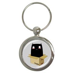 Black Cat In A Box Key Chains (round)  by Catifornia
