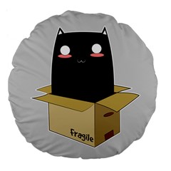 Black Cat In A Box Large 18  Premium Flano Round Cushions by Catifornia