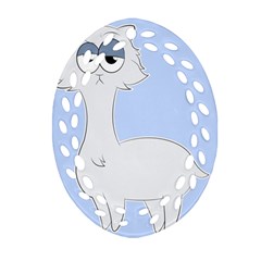 Grumpy Persian Cat Llama Oval Filigree Ornament (two Sides) by Catifornia