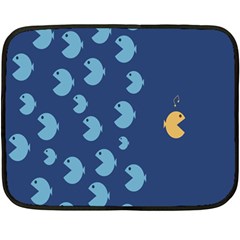 Blue Fish Sea Beach Swim Yellow Predator Water Fleece Blanket (mini) by Mariart