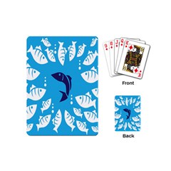 Blue Fish Tuna Sea Beach Swim White Predator Water Playing Cards (mini)  by Mariart