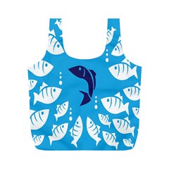 Blue Fish Tuna Sea Beach Swim White Predator Water Full Print Recycle Bags (m)  by Mariart