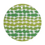 Polkadot Polka Circle Round Line Wave Chevron Waves Green White Ornament (Round)