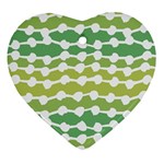Polkadot Polka Circle Round Line Wave Chevron Waves Green White Heart Ornament (Two Sides)