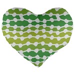 Polkadot Polka Circle Round Line Wave Chevron Waves Green White Large 19  Premium Heart Shape Cushions