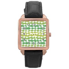 Polkadot Polka Circle Round Line Wave Chevron Waves Green White Rose Gold Leather Watch  by Mariart