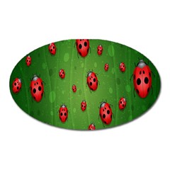 Ladybugs Red Leaf Green Polka Animals Insect Oval Magnet