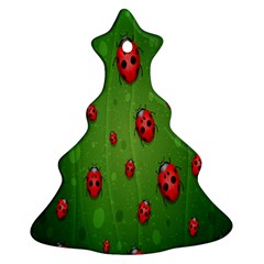 Ladybugs Red Leaf Green Polka Animals Insect Ornament (christmas Tree) 