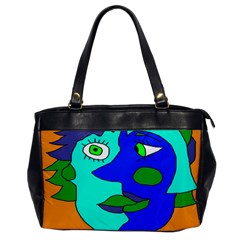 Visual Face Blue Orange Green Mask Office Handbags by Mariart