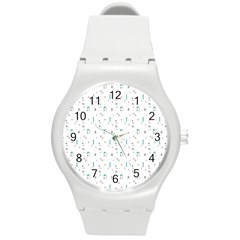White Triangle Wave Waves Chevron Polka Circle Round Plastic Sport Watch (m) by Mariart